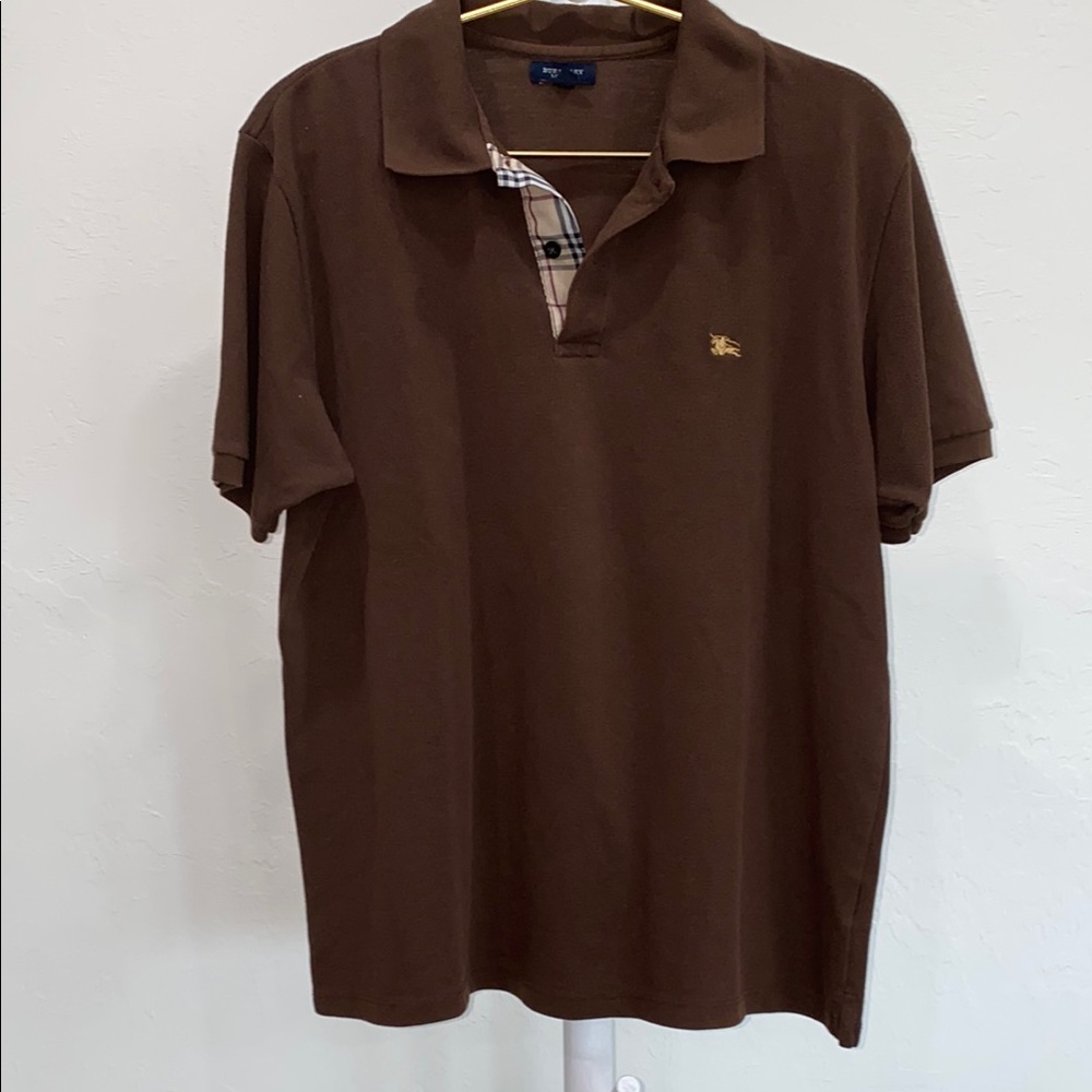 Burberry Classic Brown Polo Shirt with Contrast button placket